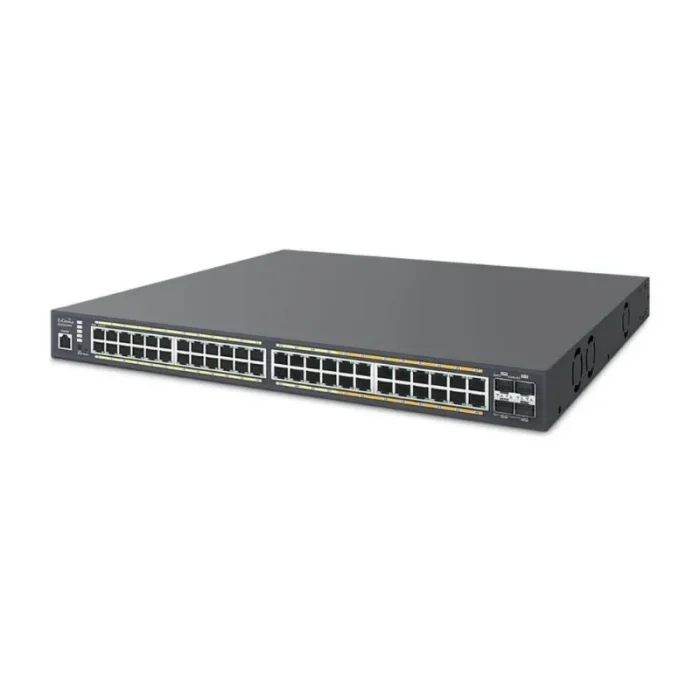 EnGenius ECS2552FP. Tipo interruttore: Gestito, Livello del commutatore: L2+. Tipo di porte RJ-45: Gigabit Ethernet (10/100/1000), Quantità di porte RJ-45: 24, Quantità di moduli SFP+ installati: 4.