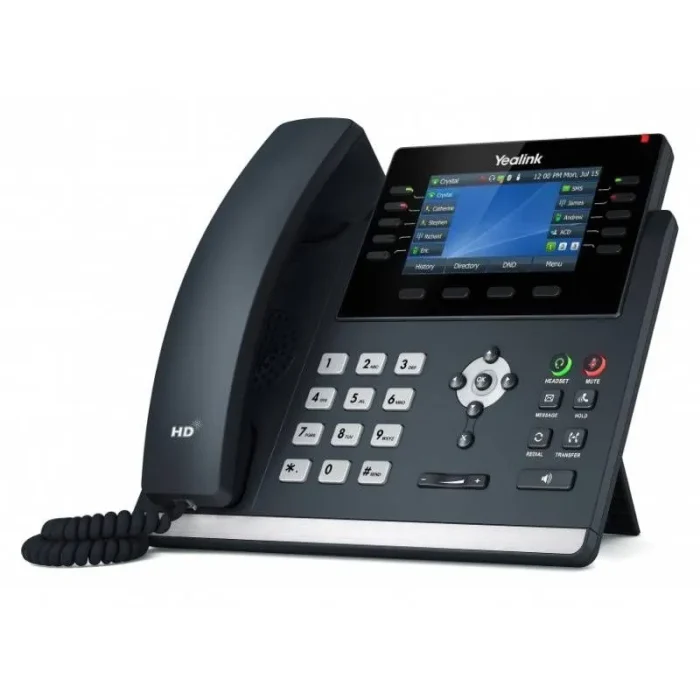 Telefono fisso del marchio Yealink modello T46U con 16 account SIP, PoE e senza PSU: ideale per aumentare la produttività delle imprese